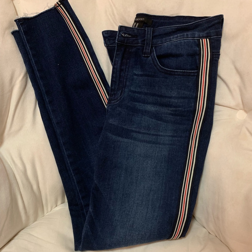 High-Rise Striped Skinny Jeans